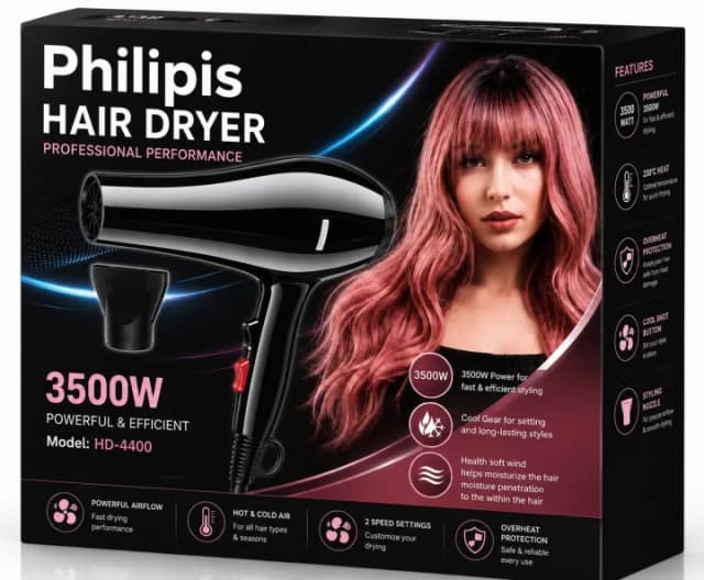 Hair Dryer - Professional Hair Dryer, Hair Dryer Machine Hot & Cold 2 in 1, Protect Hair For Both Men & Women — product image 2