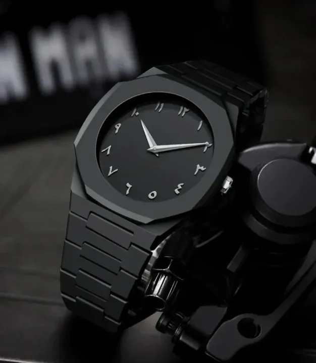 Original Black Arabic Aura Watch for Men | Luxury Analog Timepiece