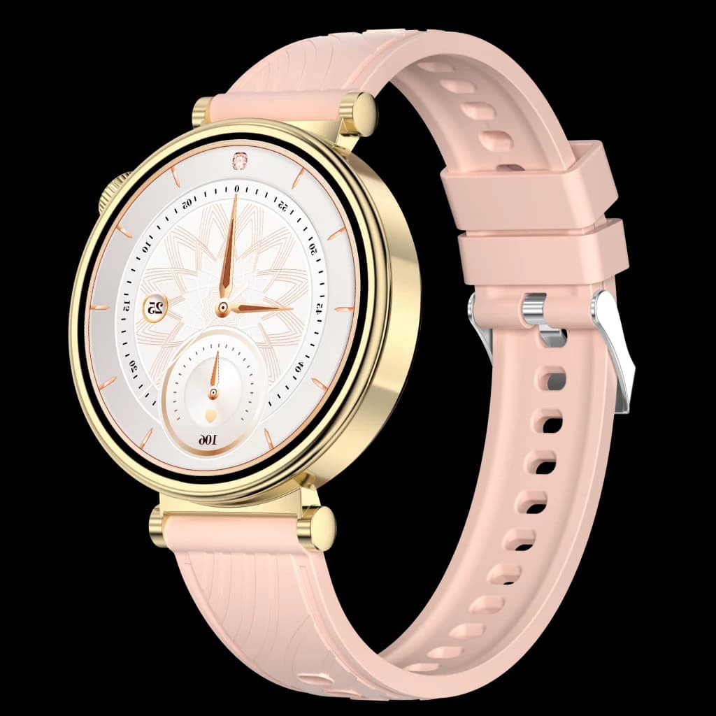 AuraFit ELLA 2 AM23 AMOLED Smartwatch – Champagne (Includes Free Extra Strap)